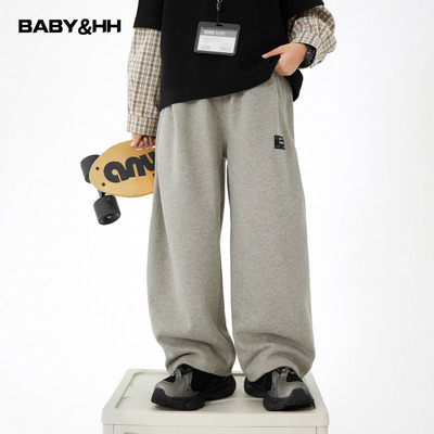 韩范加绒休闲运动直筒阔腿裤子潮