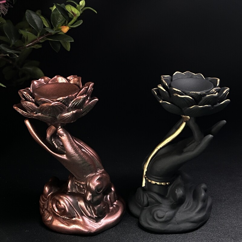 水晶球创意高款树脂莲花佛手造型4-7厘米圆形球拖小型蛋托底座球