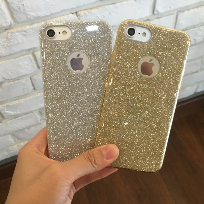适用于苹果XS MAX闪粉露标logo手机壳 8plus/XR全包闪钻硬保护套7