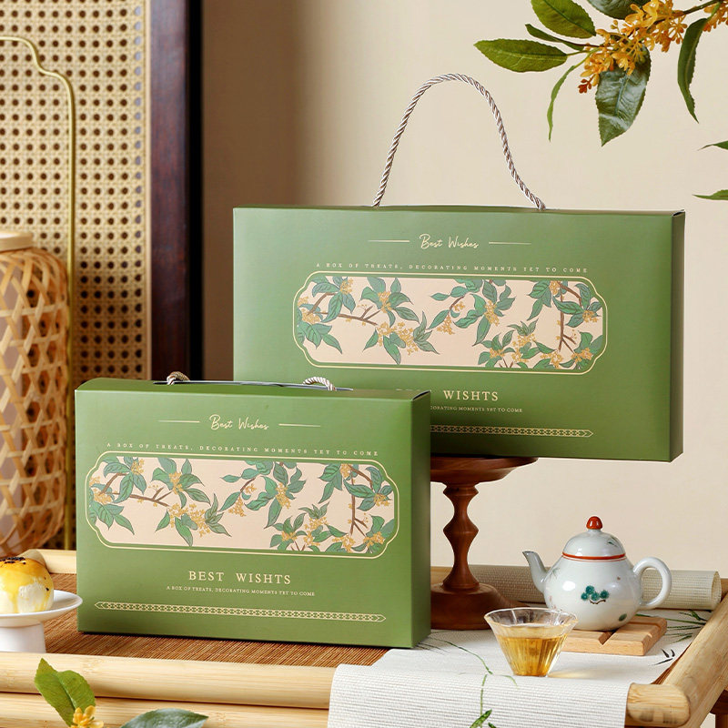 2025月饼包装盒6/8粒绿色桂花蛋黄酥礼盒高档中秋送礼烘焙空盒子