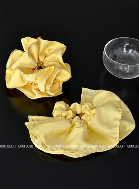MISS JU丨黄色系春夏新款缎面裙摆发圈大肠圈韩系少女发绳发饰品
