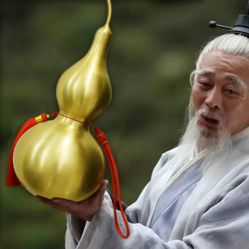 乔迁之喜铜葫芦客厅摆件大小号开盖空心八卦纯铜葫芦家居挂件装水