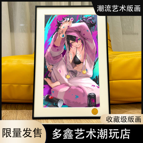 涂鸦韩蛛俐Han Juri街头霸王春丽不知火舞快打旋风动漫游戏装饰画