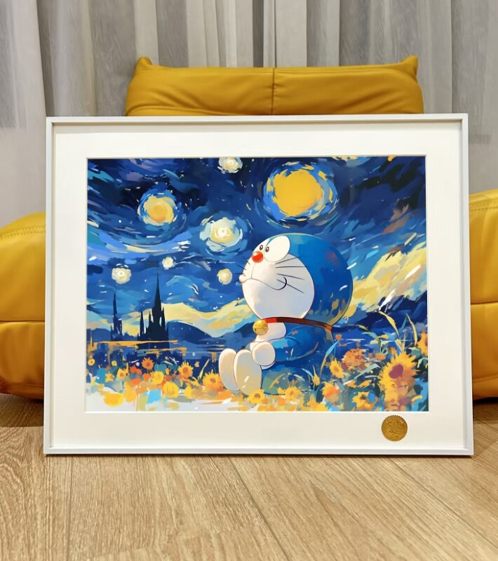 星空《星空哆啦A梦》梵高叮当猫版画