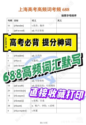 高考英语688高频词丨背单词打卡：高频词初接高学渣首选网盘发货