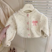 女宝宝毛衣开衫 韩版 婴儿针织外套 儿童洋气春秋装 女童毛衣秋冬新款