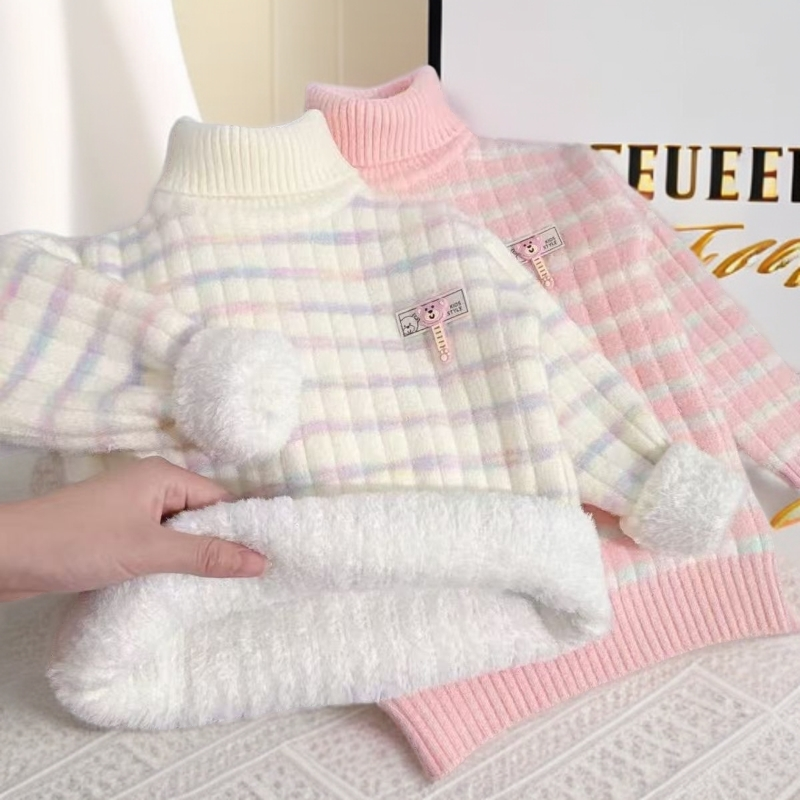 女童一体绒毛衣新款加绒加厚韩版儿童高领毛衣冬季套头打底针织衫,童装/婴儿装/亲子装,毛衣/针织衫,淘宝优惠券,粉丝福利购,淘宝优惠卷