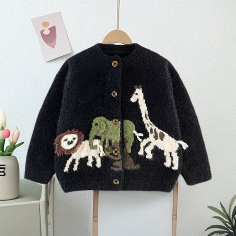 儿童毛衣开衫宝宝春秋外套男童韩版针织衫婴儿卡通上衣小女孩春装
