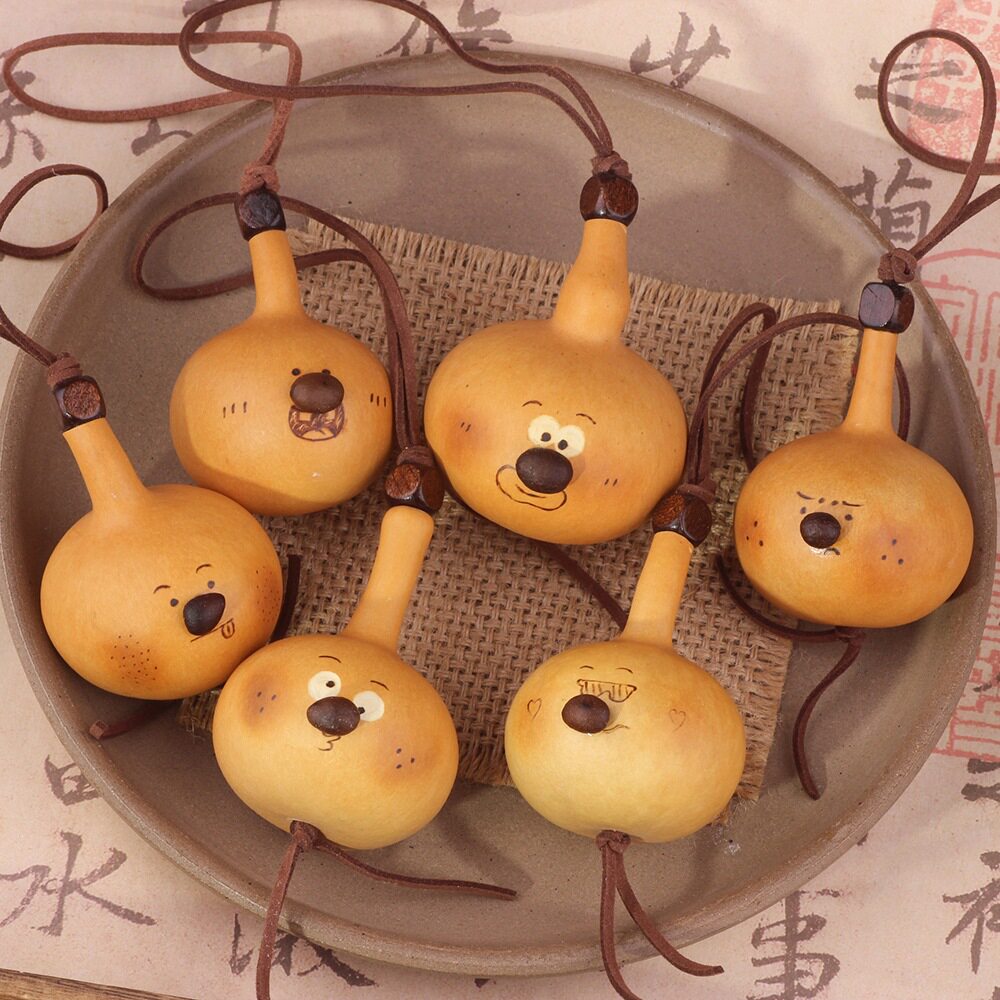 纯手工烙画可爱萌趣表情葫芦挂件背包装饰解压车挂个性咖啡豆挂饰