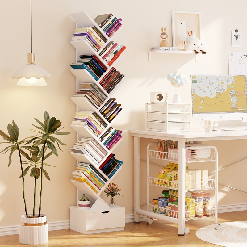书架落地置物架床头书柜子一体靠墙客厅实木简易小型儿童绘本架,住宅家具,书架,淘宝优惠券,粉丝福利购,淘宝优惠卷