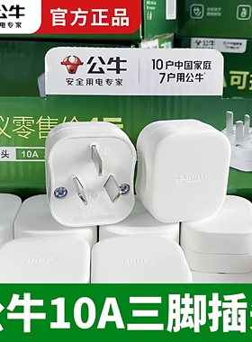 公牛插头10A三脚三角扁插头家用正品电源接线插头2500瓦