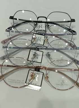 JR钛合金近视眼镜框复古时尚可配镜片35470金银黑紫试戴实体正品