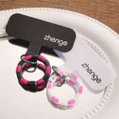 格子圆扣手机挂绳超薄垫片不顶壳不影响充电结实耐用防断挂件饰品