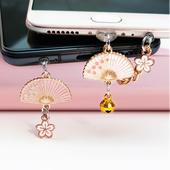 手机充电口防尘塞Type C复古风小花耳机充电塞充电口女生情侣挂件