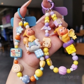 可爱卡通手机链串珠星星挂件ins女短款 饰品 户外便携防丢摔手腕款