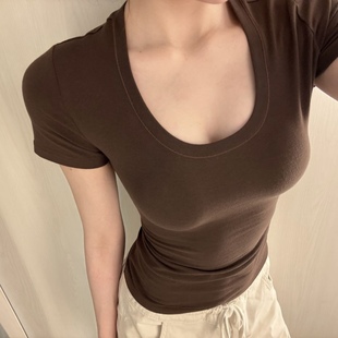 U领短袖 cotton同款 不贵但很贵气 春夏限定正肩掐腰显瘦T skim