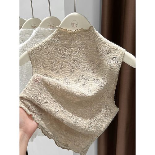 法式蕾丝半高领打底衫