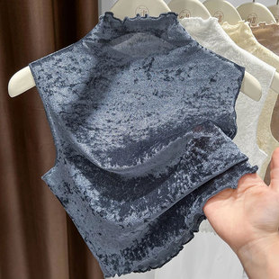 假领子百搭女秋冬季吊带背心半高领叠穿蕾丝花边领打底衫内搭上衣