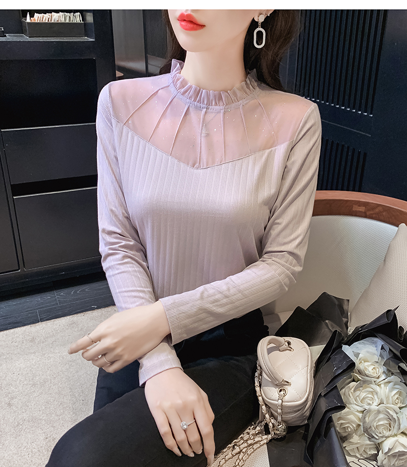 早秋季新款蕾丝衫女拼接打底气质内搭2023洋气半高领春秋长袖上衣