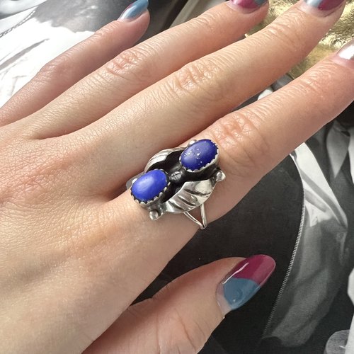 印第安纳瓦霍手工银饰925纯银戒指天然青金石戒指古董首饰9号戒指