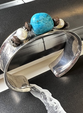 925纯银手工锤纹手镯古董首饰