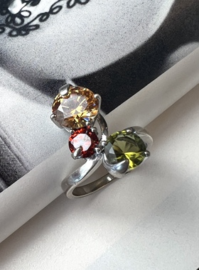 925纯银戒指彩色宝石戒指