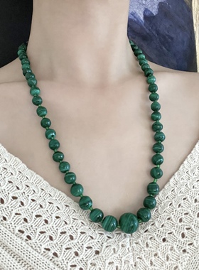 天然孔雀石项链古董首饰