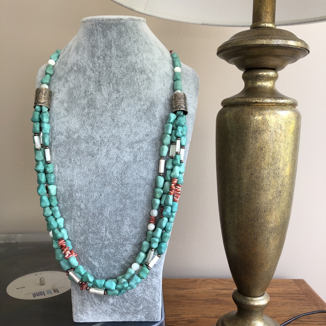 212克美国印第安设计师925纯银天然原矿绿松石毛衣长项链支持国检