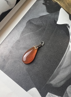 古董首饰玛瑙吊坠柿子红玛瑙