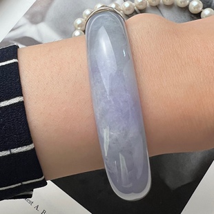 创汇期出口回孤品古董首饰14K金手镯天然翡翠手镯紫翡手镯证书