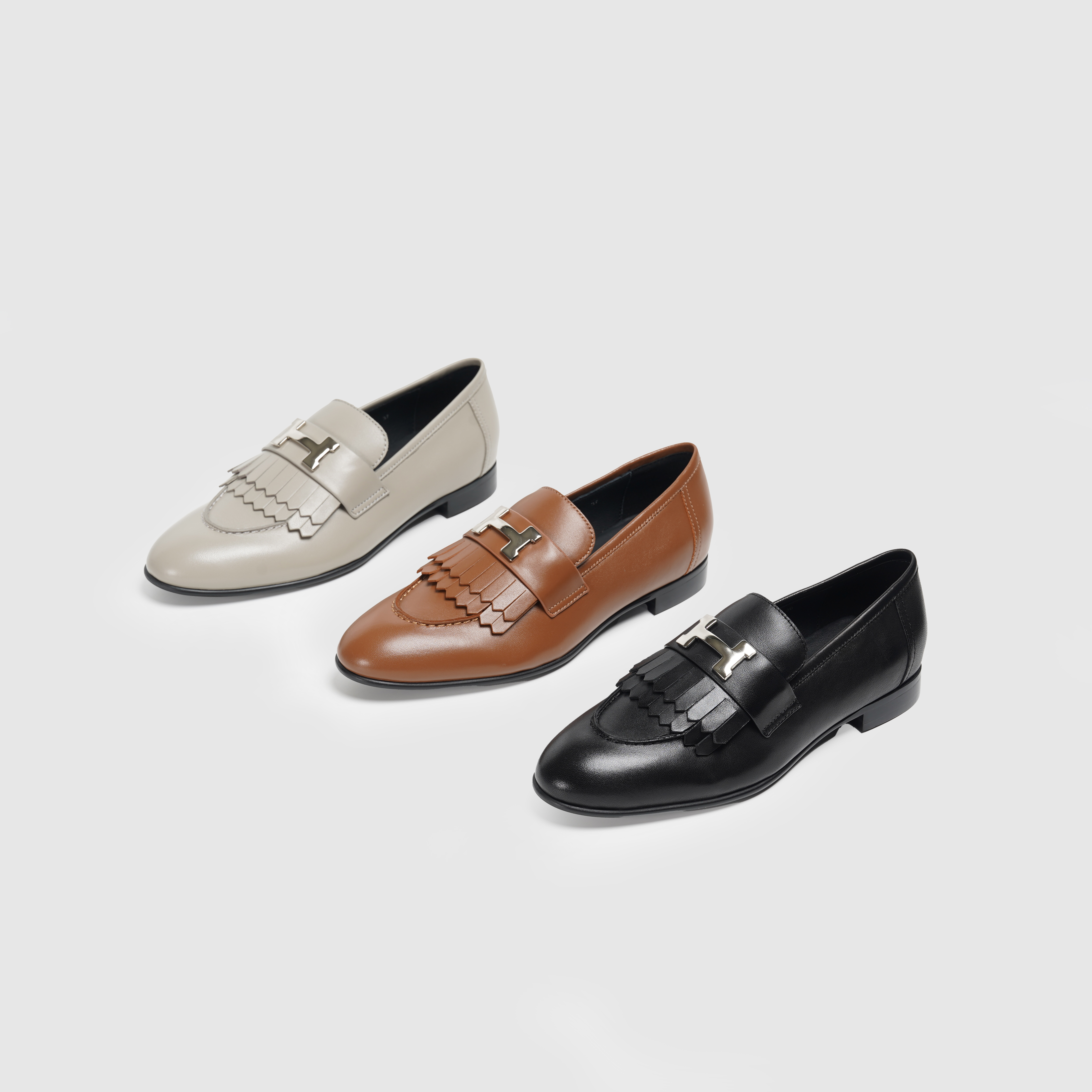 时尚日常金属H扣一脚蹬乐福鞋女