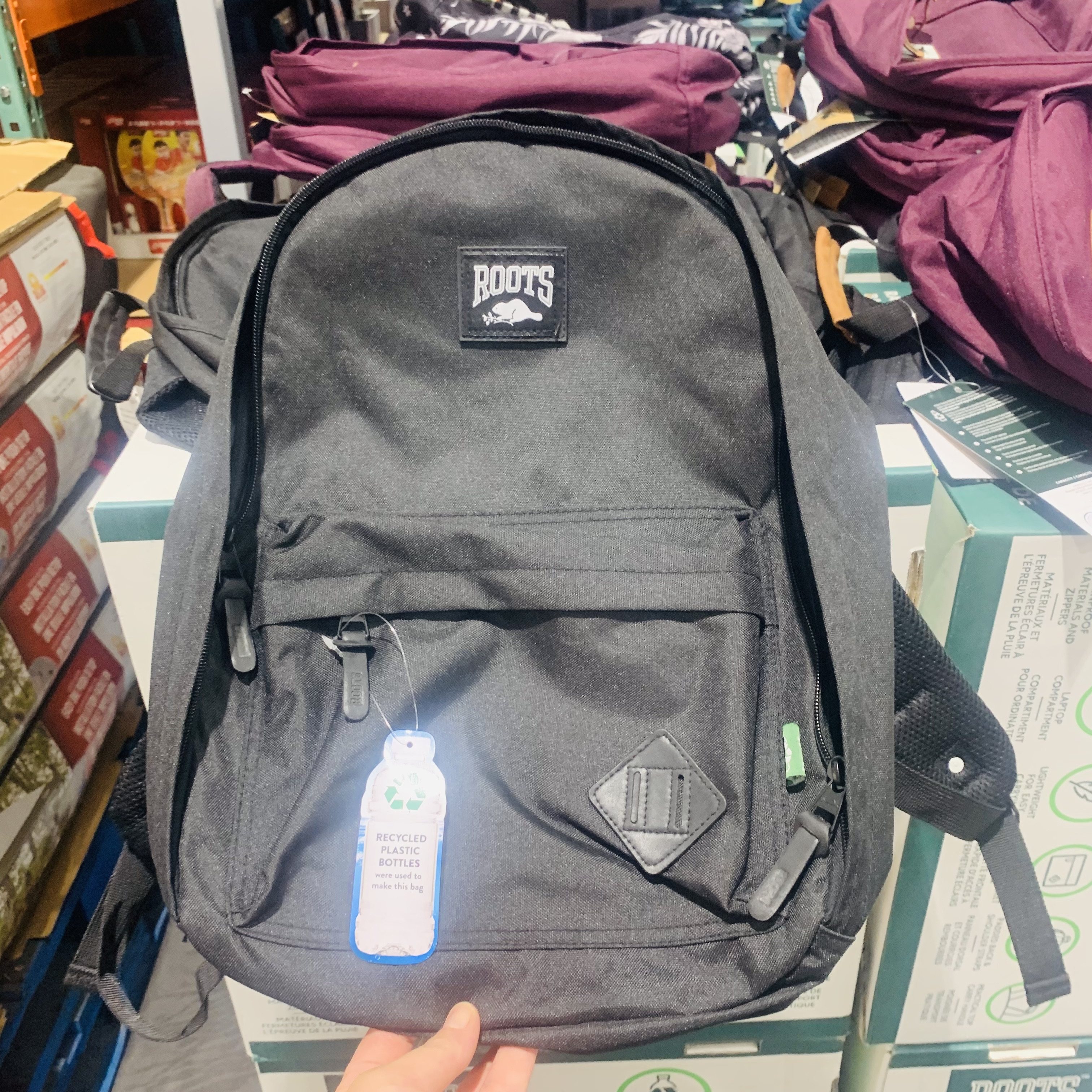 costco加拿大休闲品牌roots新款双肩包书包男女中学生背包容量22l