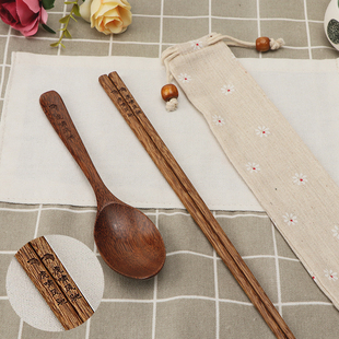 个人餐具筷子和勺子套装一人一筷专人专用十二生肖鸡翅木快子刻字