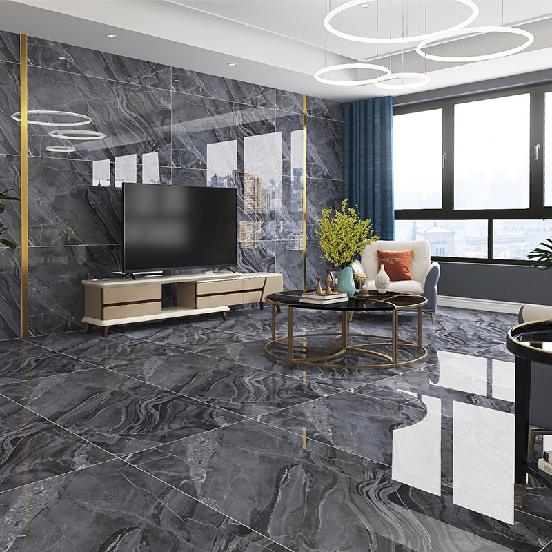 简约现代客厅地砖750x1500大板砖负离子通体大理石瓷砖电视背景墙