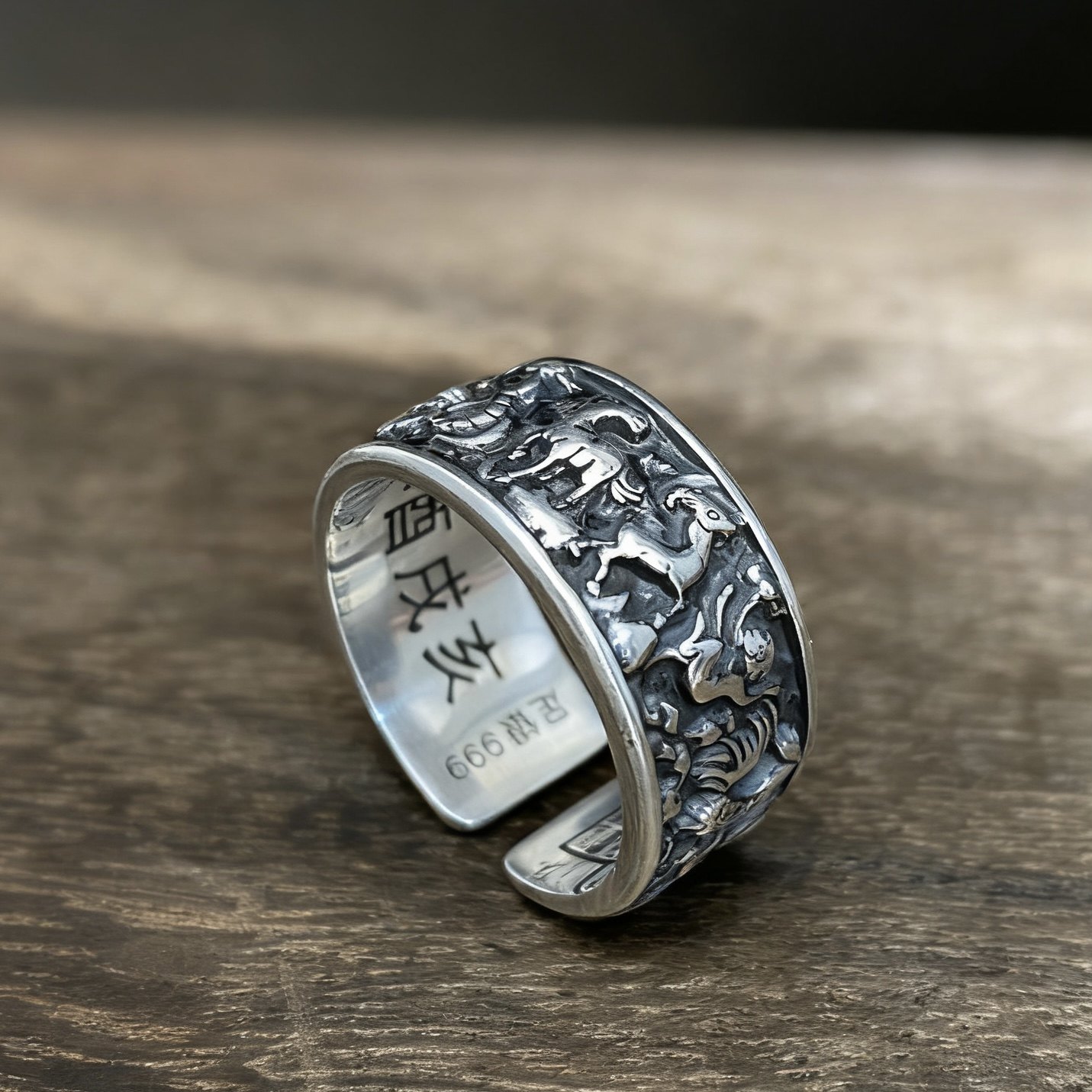 足银999男戒十二生肖活口复古民族风开口纯银戒指冷淡风潮人个性,饰品/流行首饰/时尚饰品新,银饰戒指,淘宝优惠券,粉丝福利购,淘宝优惠卷