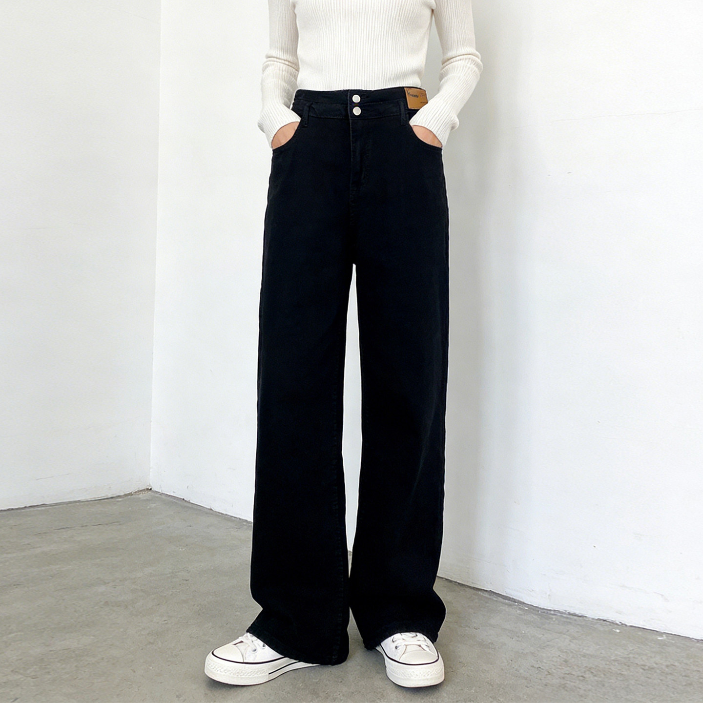 300斤大码胖mm黑色微喇弹力牛仔裤女高腰直筒宽松遮肉显瘦阔腿裤,女装/女士精品,大码裤装,淘宝优惠券,粉丝福利购,淘宝优惠卷