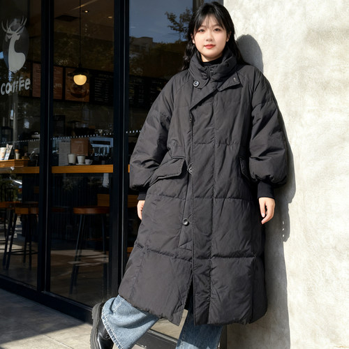 大码胖mm黑色中长款过膝棉衣棉服