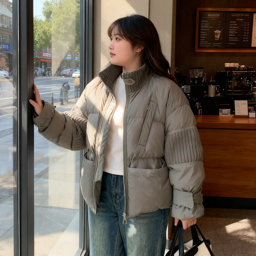 设计感立领拼接棉服女冬季新款