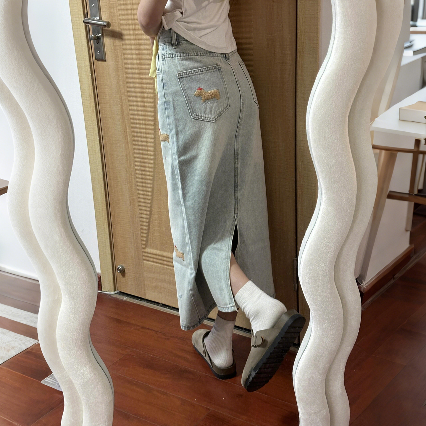 300斤胖mm大码后开叉设计半身裙