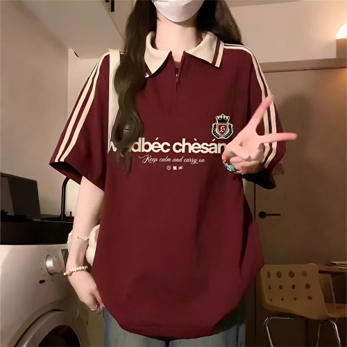 大码胖mm学院风字母印花短袖T恤
