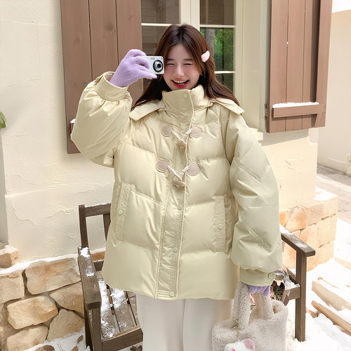 300斤胖mm大码牛角扣羽绒棉服女