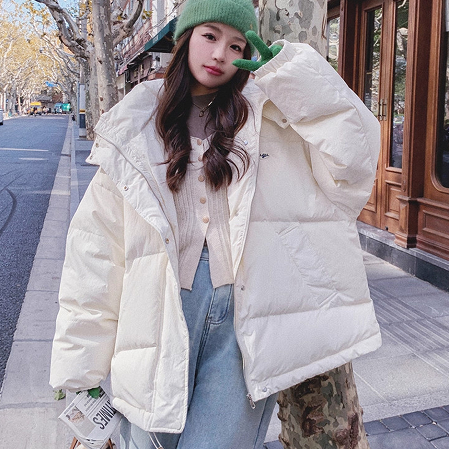 300斤大码胖mm韩系简约风连帽棉服女冬季宽松加厚白色面包服棉衣,女装/女士精品,大码棉服,淘宝优惠券,粉丝福利购,淘宝优惠卷