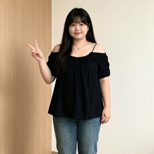 大码胖mm黑色吊带露肩短袖T恤女