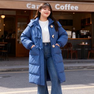 连帽羽绒棉服女显瘦加厚宽松中长款 胖mm冬季 保暖棉服外套 女装 大码