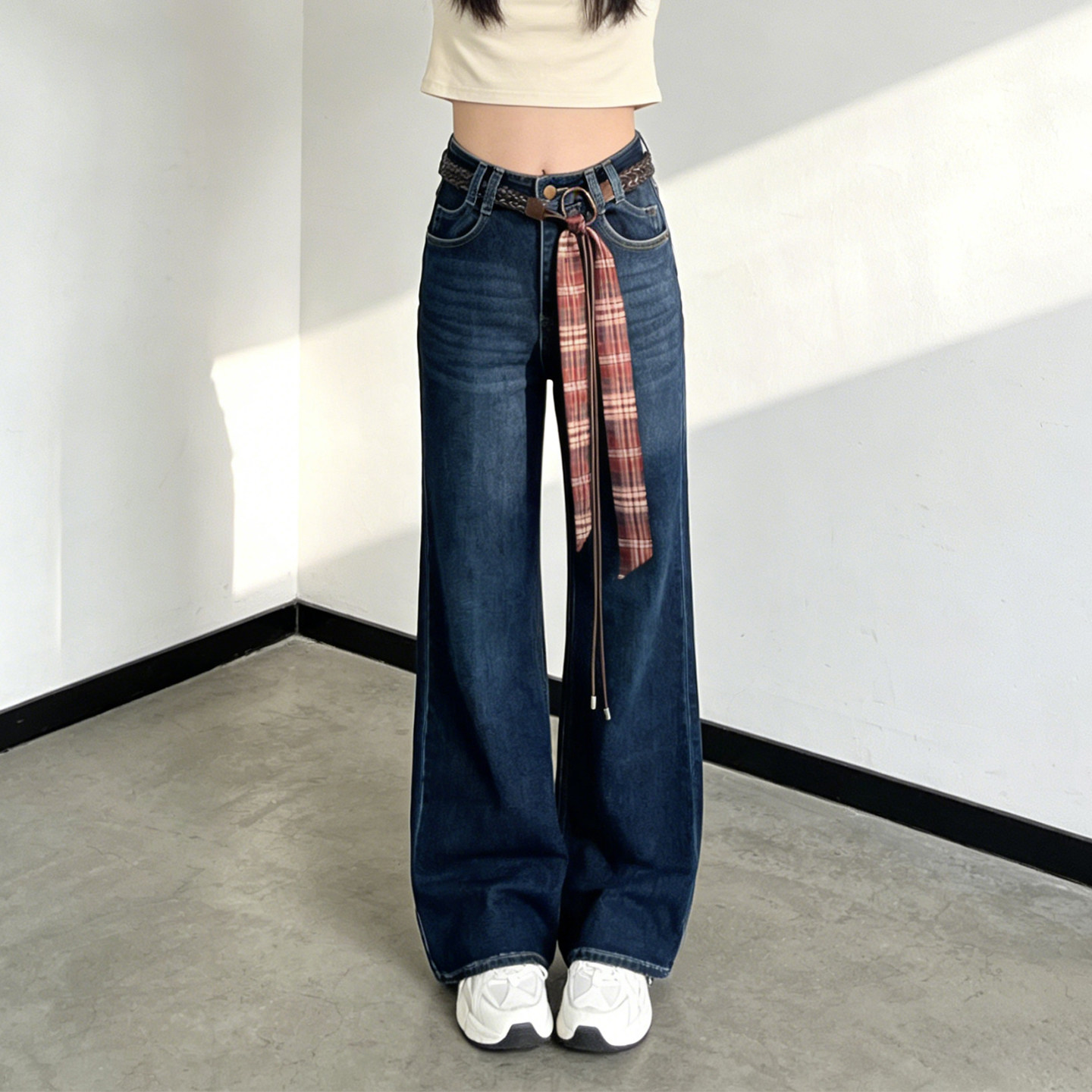 300斤大码胖mm复古高腰微喇牛仔裤女垂感显瘦宽松直筒梨形阔腿裤,女装/女士精品,大码裤装,淘宝优惠券,粉丝福利购,淘宝优惠卷