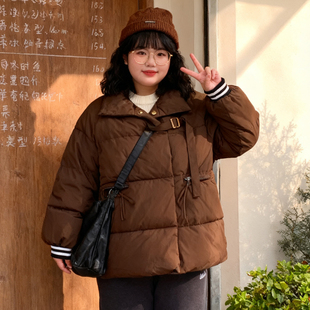 胖mm羽绒棉服女休闲小个子宽松加厚保暖棉衣外套 大码 2025秋季 新款