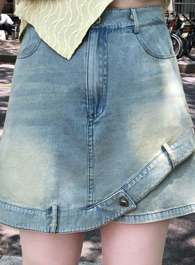 300斤胖mm大码夏季设计感宽松牛仔裤裙女梨形身材直筒显瘦短裤子