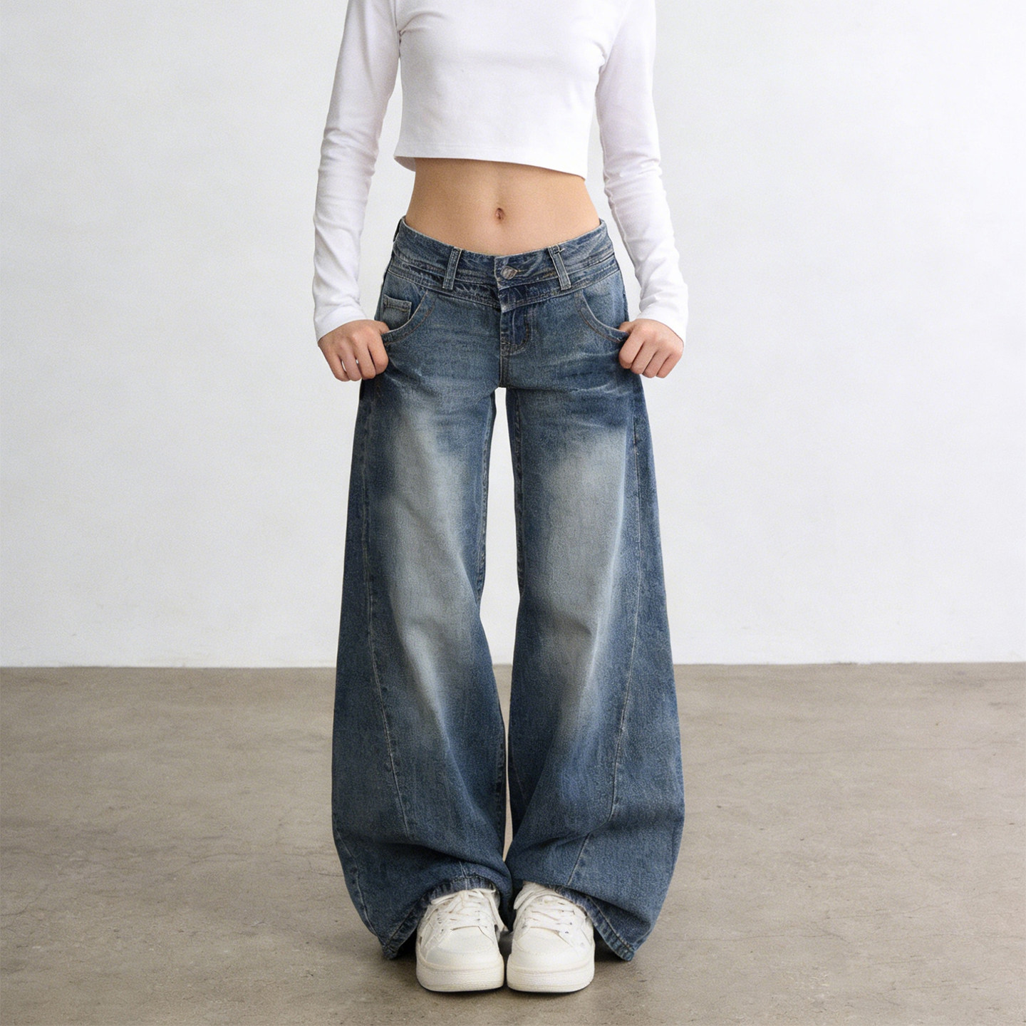 300斤大码胖mm美式复古风水洗阔腿牛仔裤女高腰宽松显瘦直筒裤子,女装/女士精品,大码裤装,淘宝优惠券,粉丝福利购,淘宝优惠卷