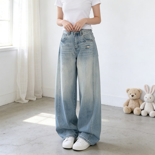 巨显瘦！版型不挑人，阔腿牛仔裤