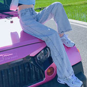 阔腿裤 特大码 女显瘦胖mm直筒宽松四季 300斤240高腰牛仔裤 女潮 女装